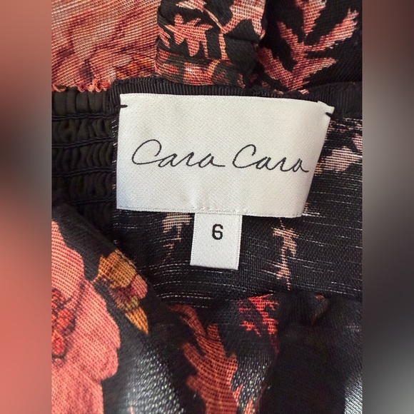 NEW Cara Cara Phoebe Floral Linen Silk Midi Bustier Dress Pindell Black US6 UK10 - Picture 10 of 16